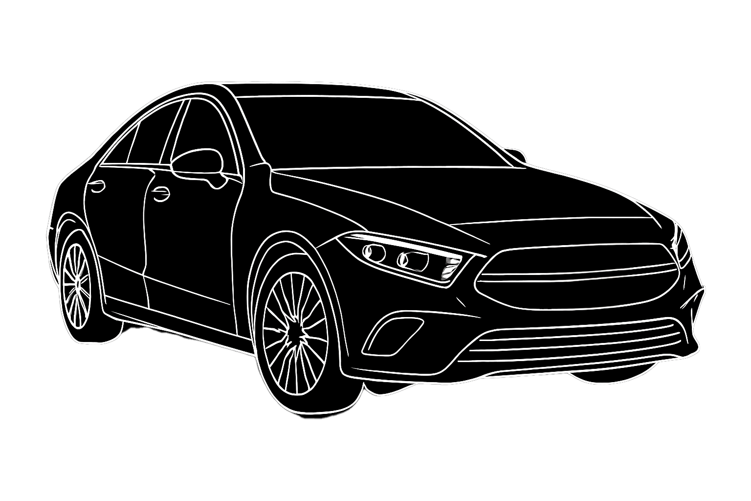 Mercedes Fahrzeug Skizze